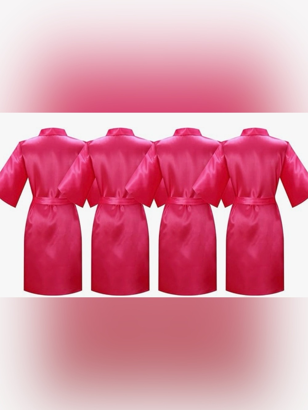 Set of 4 Satin hot pink robes